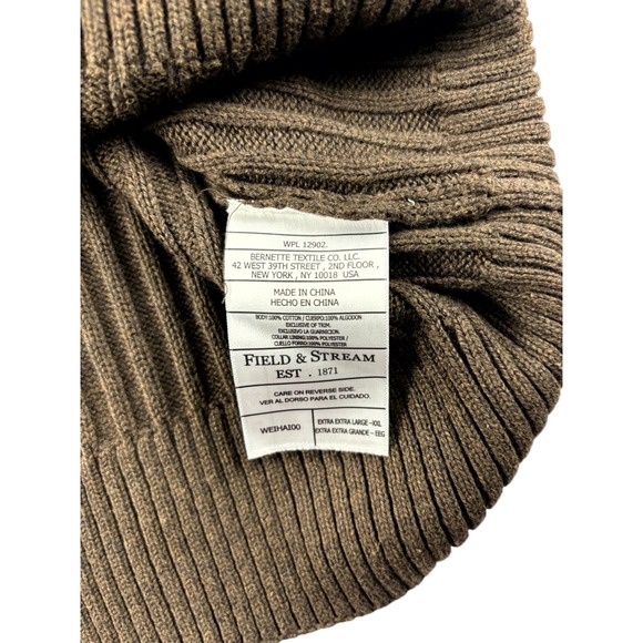 Field Stream 1/4 Zip Ribbed Knit Sweater Brown Mens 2XL NWT Fall Mock - Picture 8 of 11